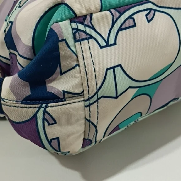 Coach Kyra Scarf Signature Messenger Bag In Blue and Purple - Picture 9 of 16